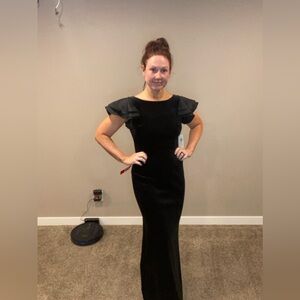 Elegant Black Ruffle Sleeve Dress